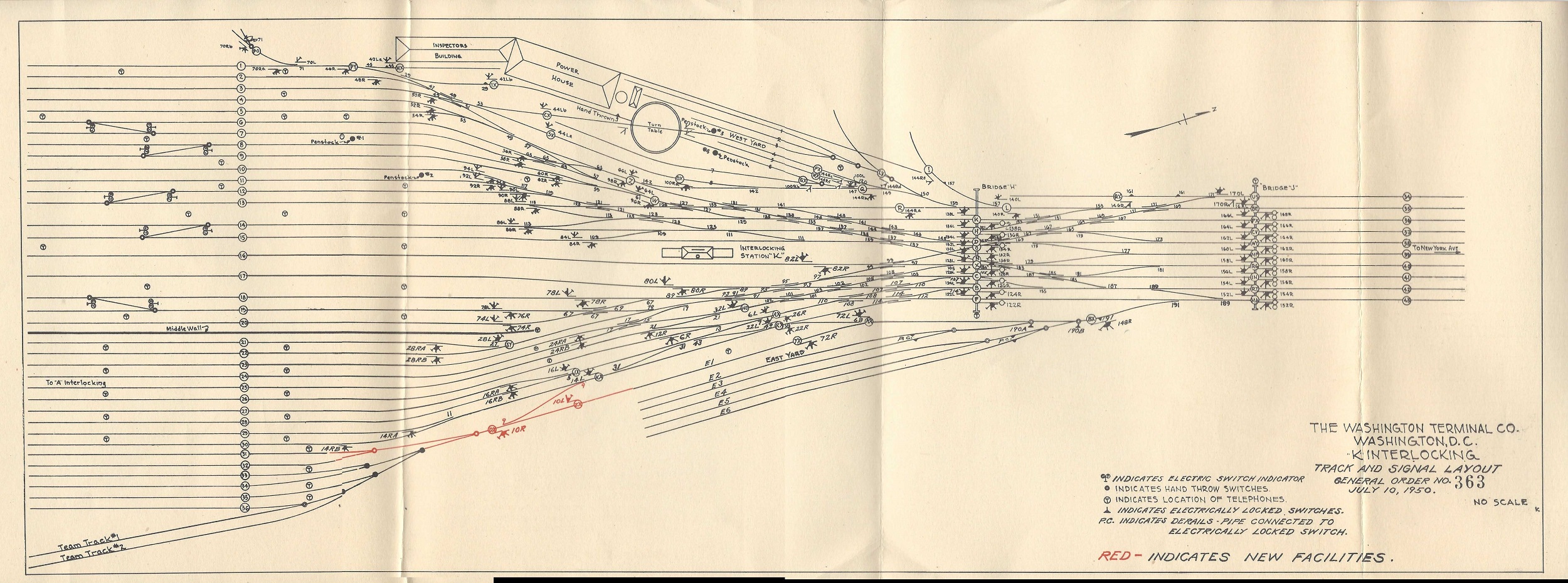 Station Area Track Plan circa 1950